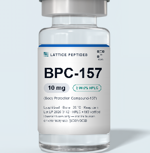BPC-157 research peptide vial with lot-verified label — Lattice Peptides