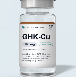 GHK-Cu research peptide vial with lot-verified label — Lattice Peptides
